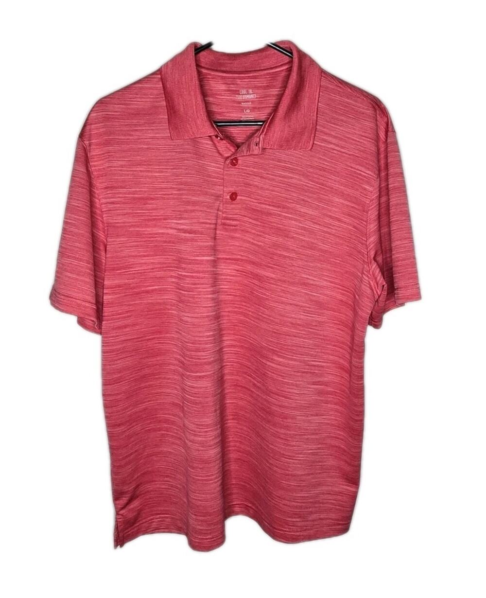 Haggar Cool Performance Cool 18 TEC Men's Size Large Red Golf Polo Short Sleeves